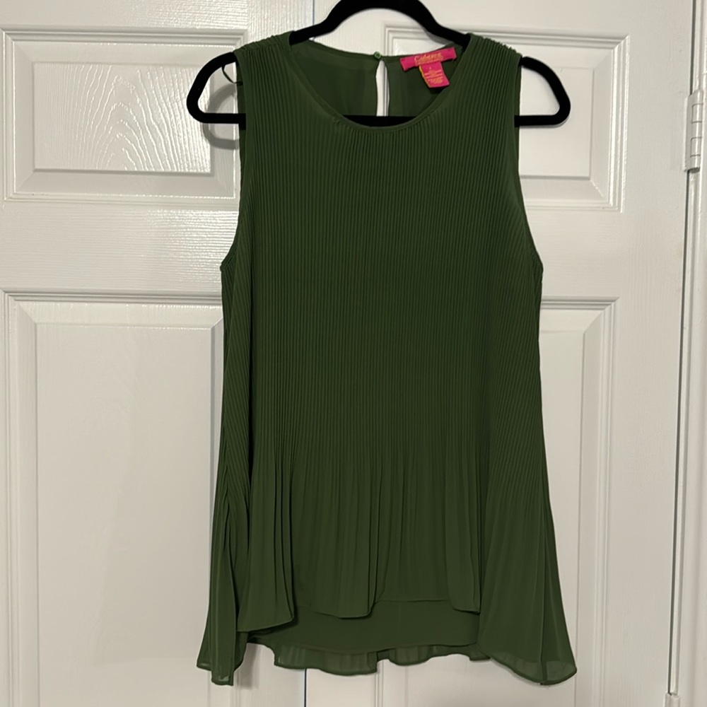 Dressy pleated sleeveless top